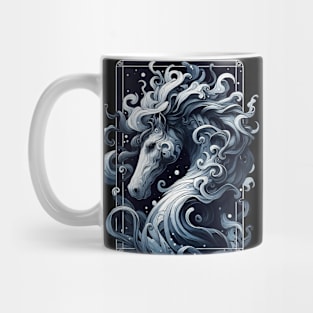 Monochromatic Outline Hippocampus Seahorse Mug